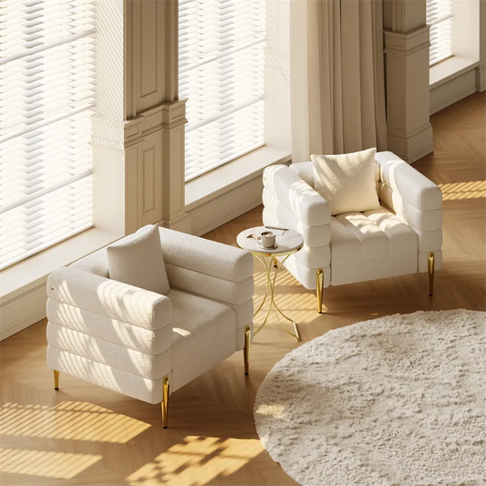 Boucle Upholstered Accent Chair Beige Modern Armchair Cozy Leisure Coffee Chair for Living Room, Bedroom, Reading Nook